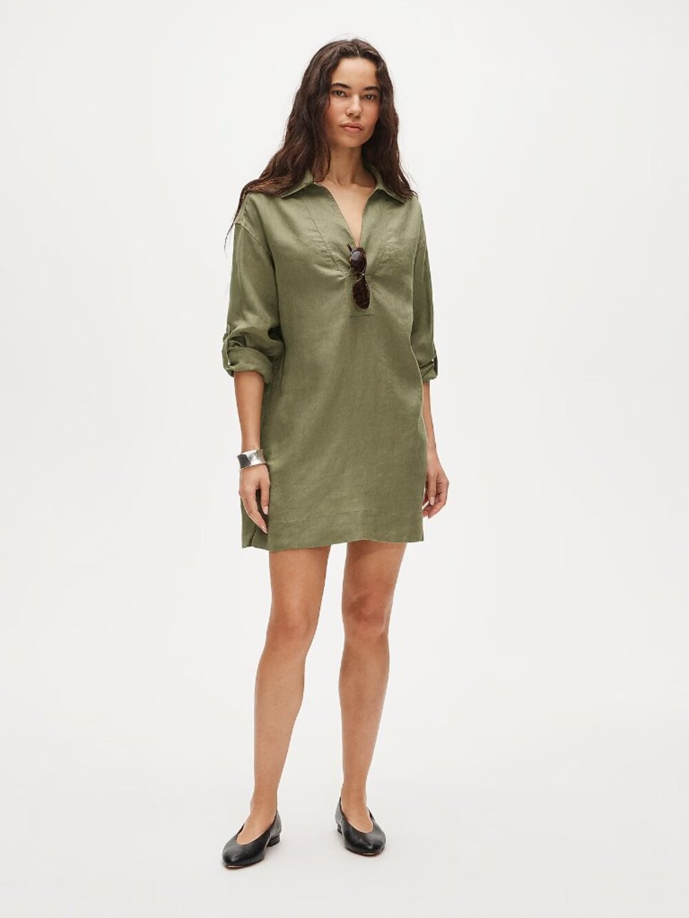 J.Crew V-neck popover dress in linen, 10 tall NWT